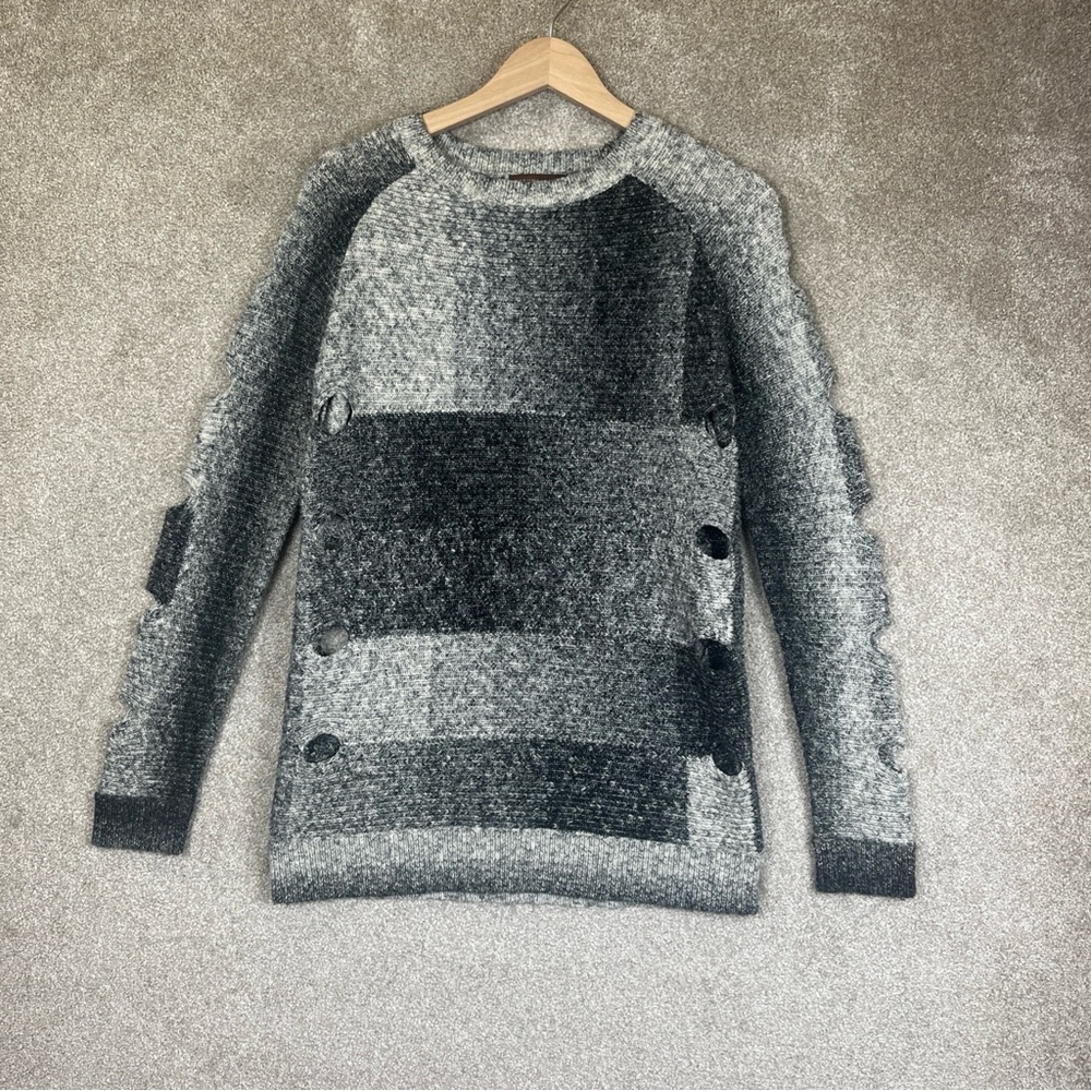 Kerisma Sweater Womens S/M Gray Long Sleeve Pullover Cutout Cotton Blend- 2251*
